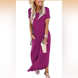 Magenta T-Shirt Dress (Brown Belt not included)
